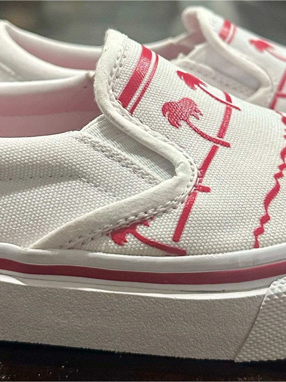 In-N-Out Burger Slip-On Shoes Kids Size 13 White Red Palm Tree Canvas Sneakers